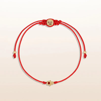 Uplifted Perspective 14K Gold Hamsa Hand Red String Bracelet