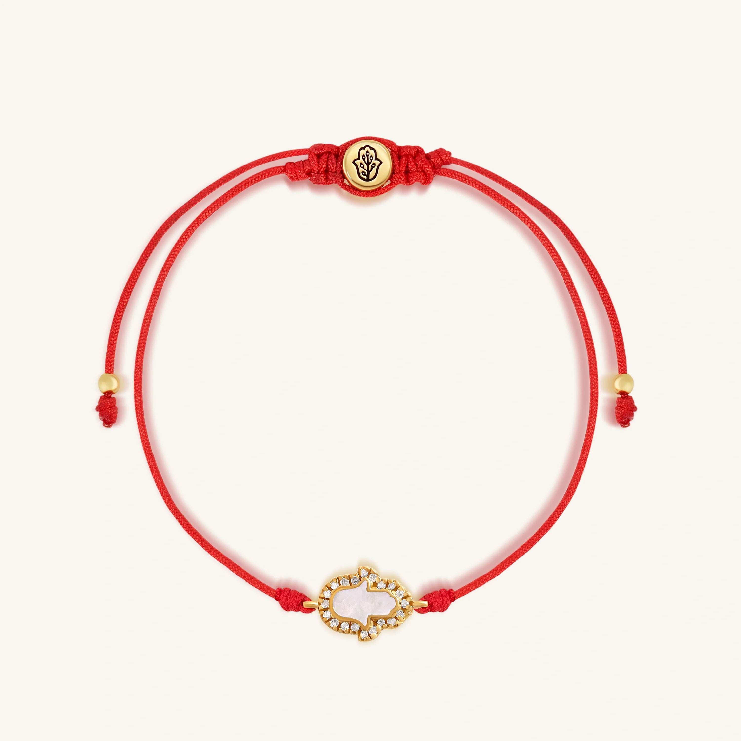 Blessed Journey 14K Gold Diamond Hamsa Red String Bracelet
