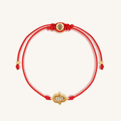 Radiant Blessings 14K Gold Diamond Hamsa Red String Bracelet