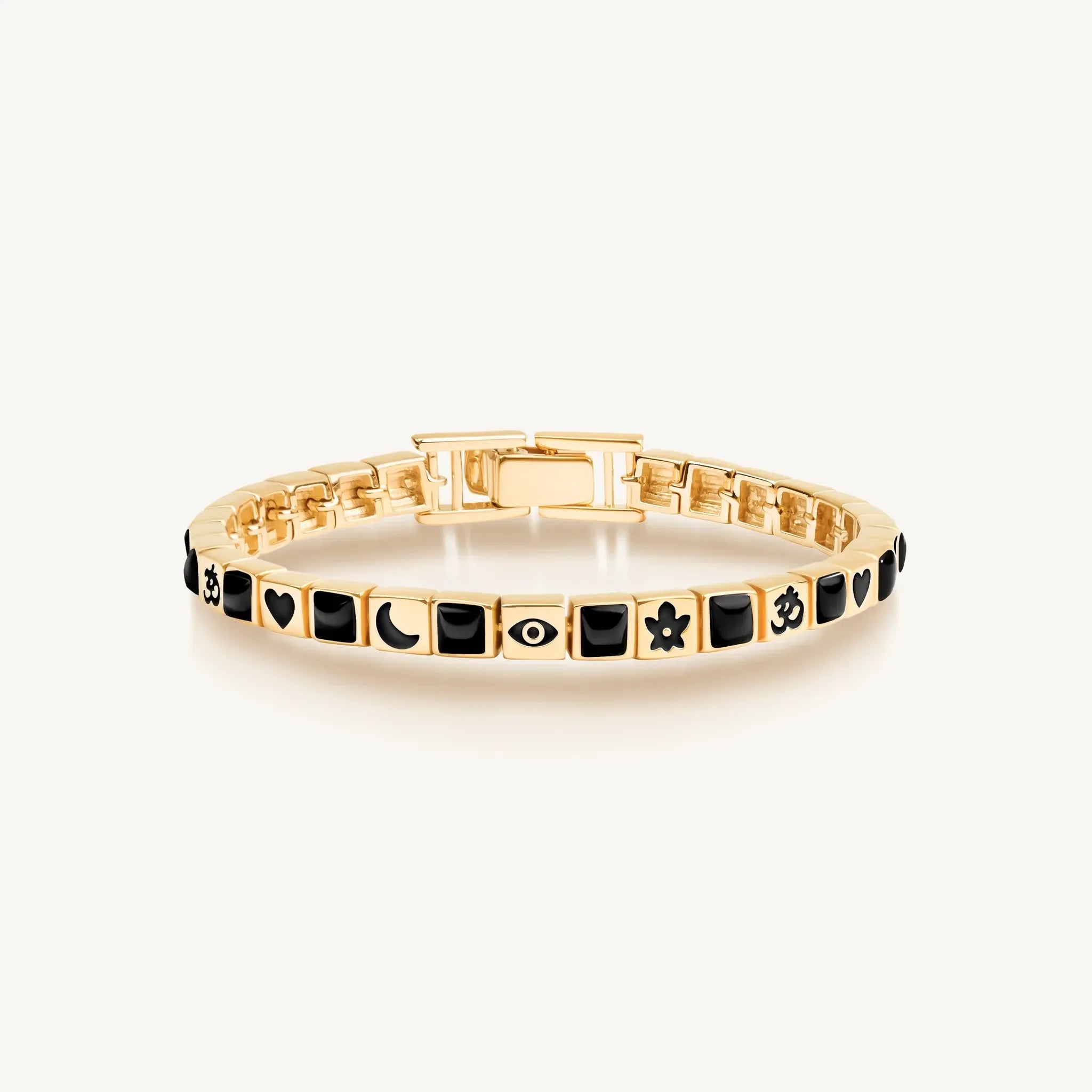 Aligned in Harmony - Multi Charm Onyx Bracelet