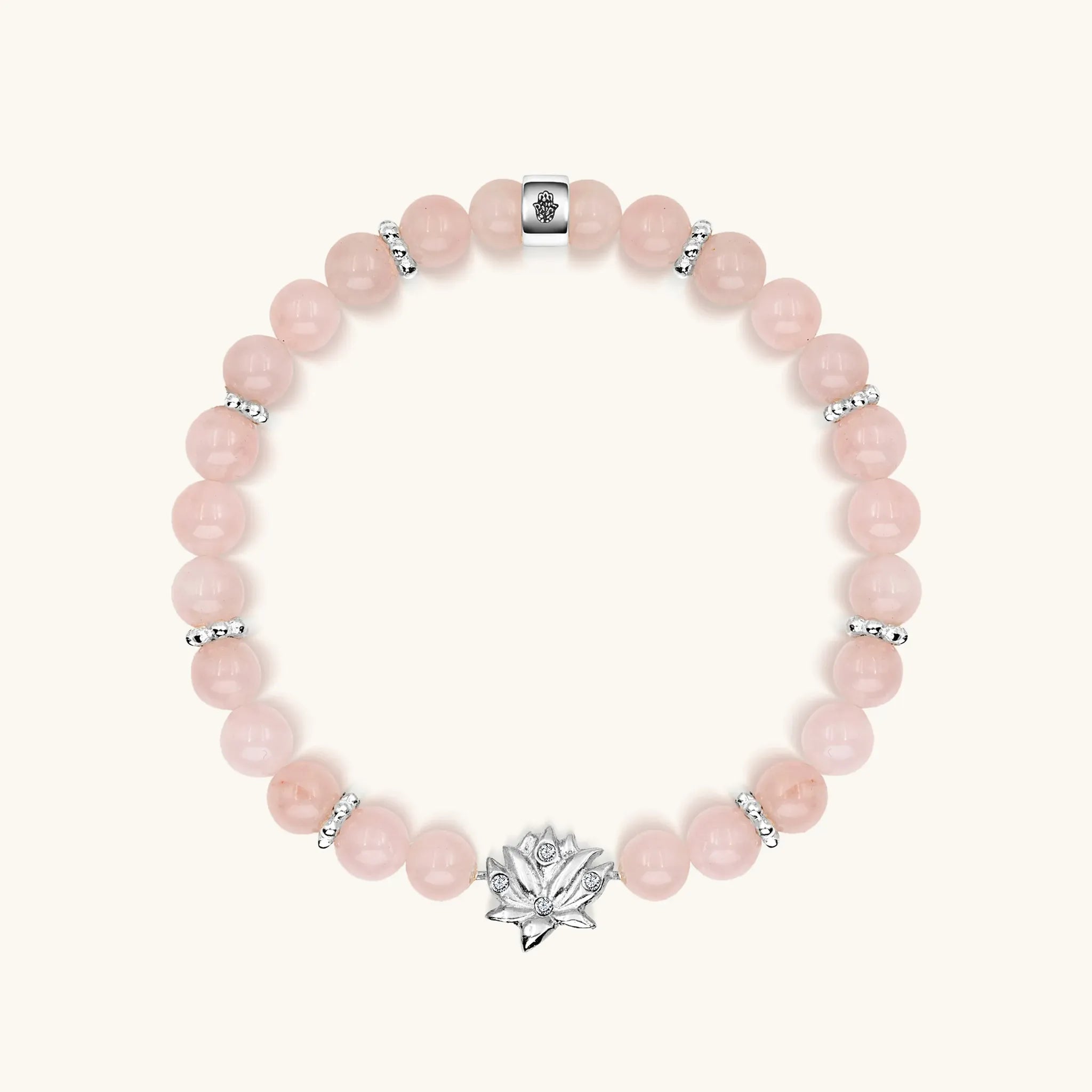 Emotion Renewal - Rose Quartz Lotus Charm Bracelet