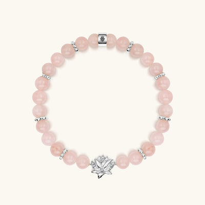 Emotion Renewal - Rose Quartz Lotus Charm Bracelet