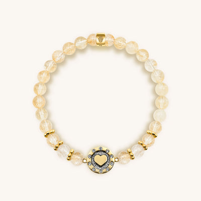 Joyful Heart - Citrine Heart Charm Bracelet