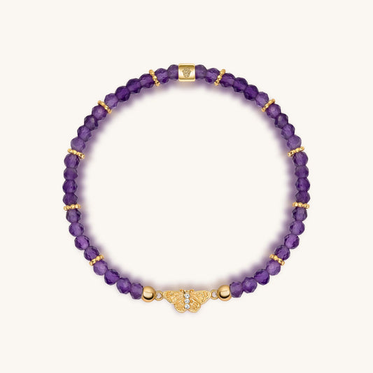 Spiritual Transformation - Amethyst Butterfly Charm Bracelet