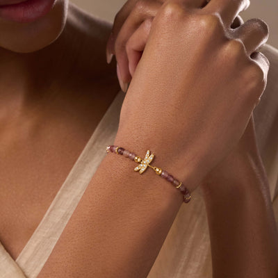Purposeful Life Strawberry Quartz Dragonfly Bracelet