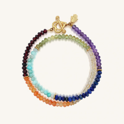 Chakra Bloom Gemstone Heart Wrap Bracelet