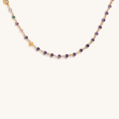 Tranquil Voice - Amethyst Rose Quartz Tourmaline Triple Protection Wrap
