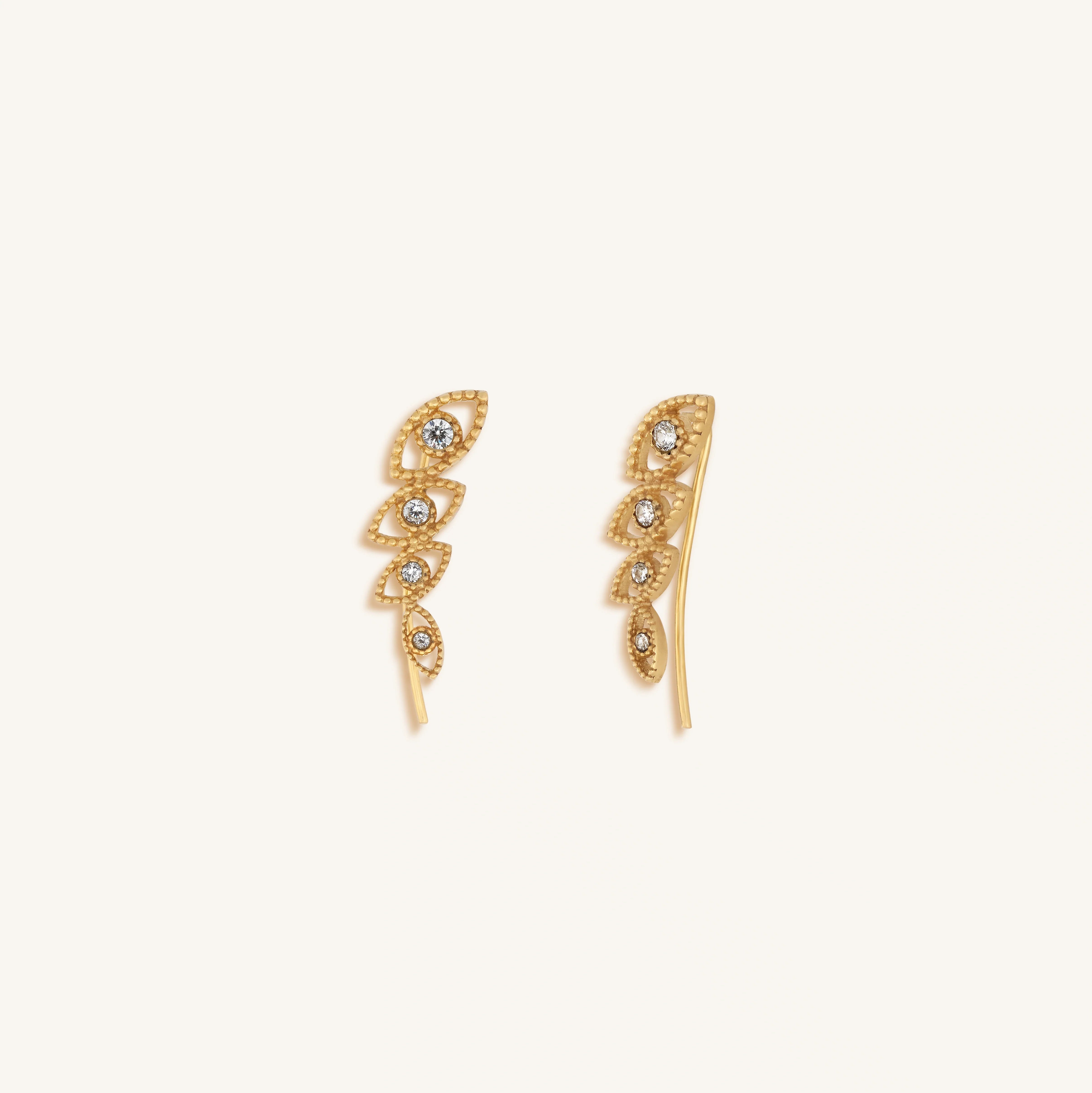 Expanded Awareness Gold Evil Eye Climber Earrings