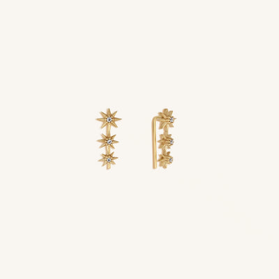 Celestial Being Star Gold Climber Earrings