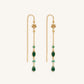 Peaceful Perspective Lotus Jade Drop Gold Earrings