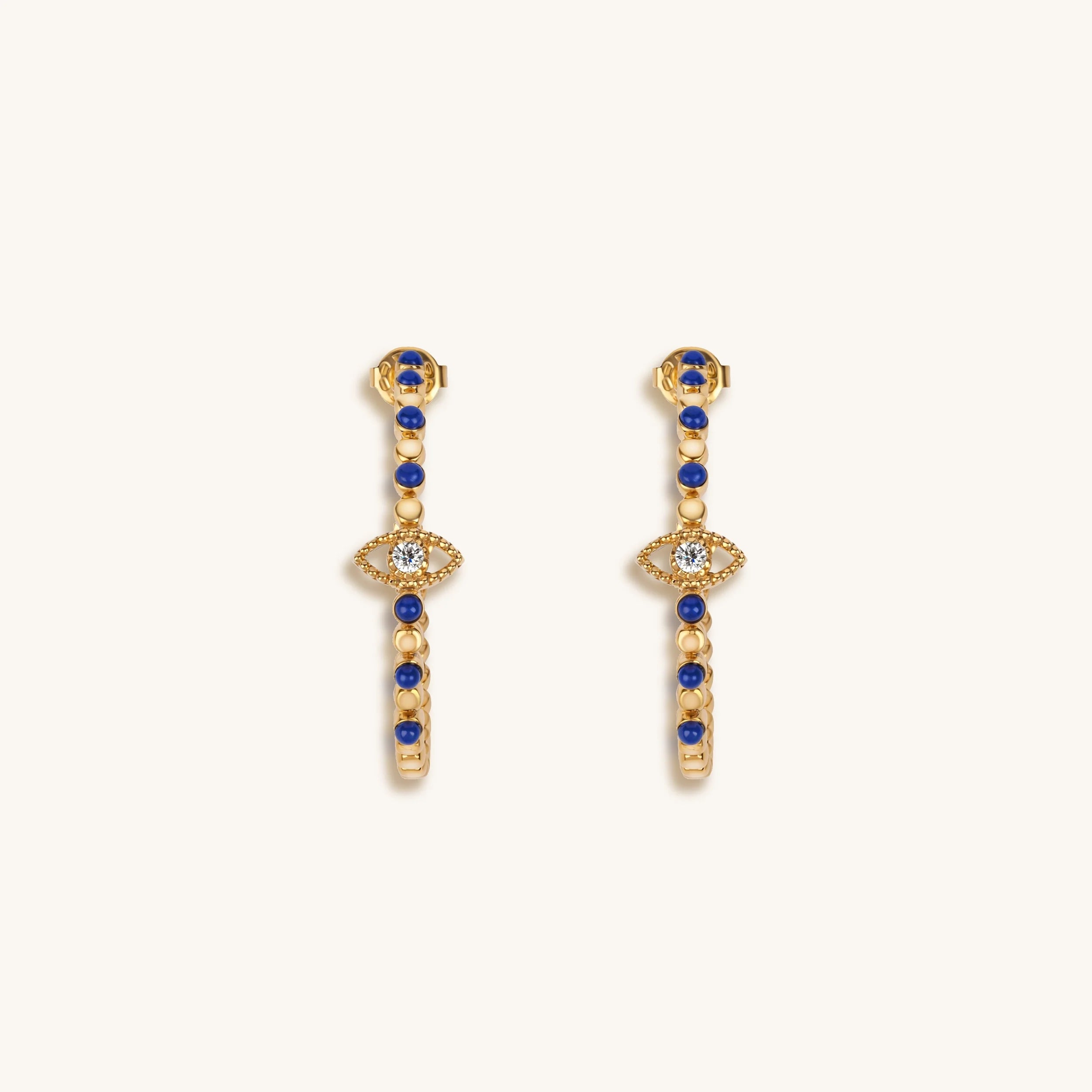 Truth Seeker - Evil Eye Lapis Hoop Earrings