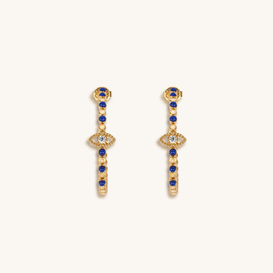 Truth Seeker - Evil Eye Lapis Hoop Earrings