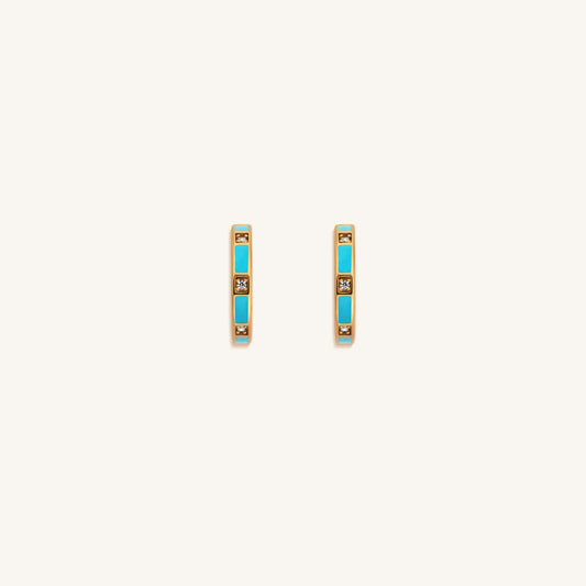 Serene Sensations Turquoise Gold Hoop Earrings