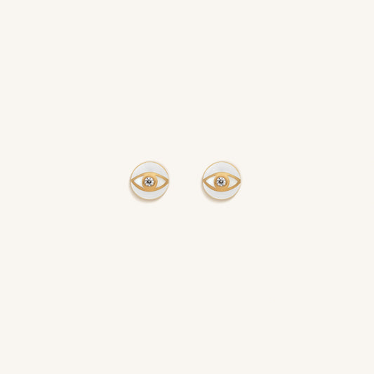 Bright Beginnings White Evil Eye Earrings