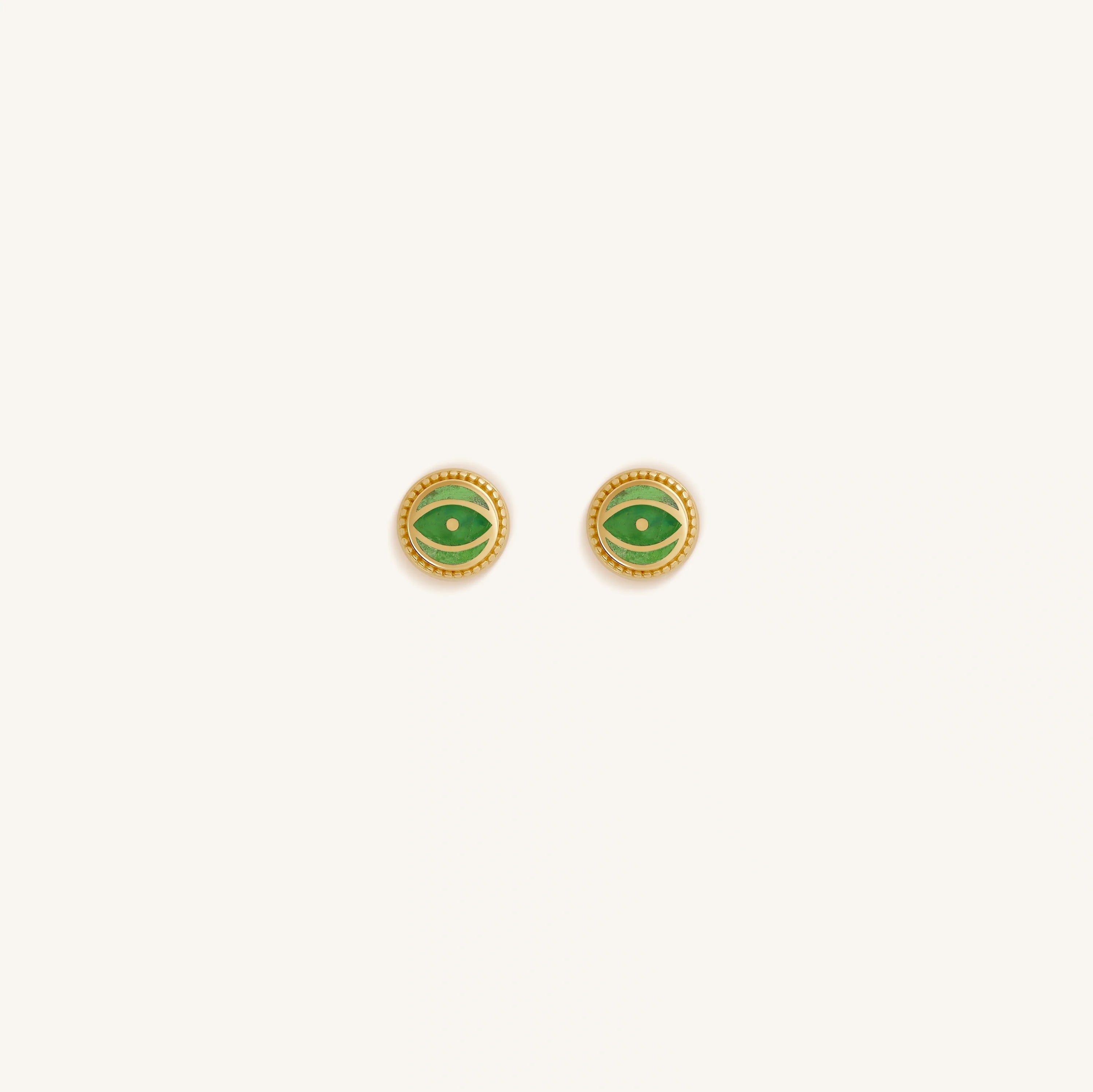 Dawn Sentinel - Peridot August Birthstone Evil Eye Gold Stud Earrings
