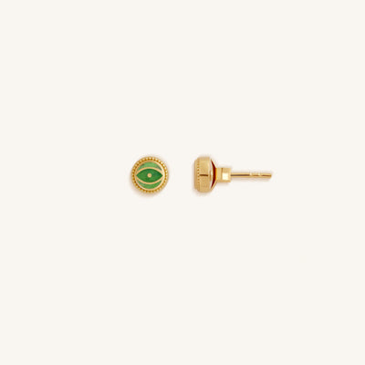 Dawn Sentinel - Peridot August Birthstone Evil Eye Gold Stud Earrings
