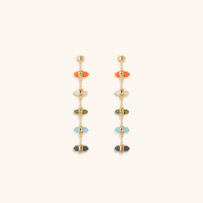 Rainbow of Hope - Multi Stone Pointer Chakra Drop Earrings