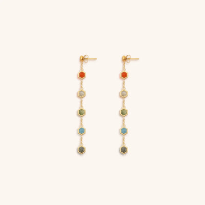 Rainbow of Hope - Multi Stone Pointer Chakra Drop Earrings