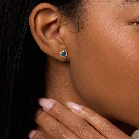 Loving Vibes Blue Opal Heart Earrings
