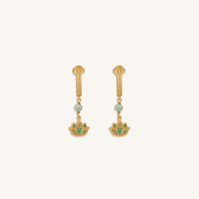 Effortless Renewal Amazonite Lotus Gold Earrings