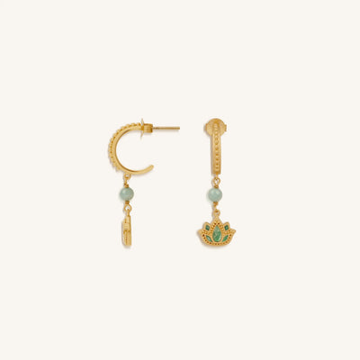 Effortless Renewal Amazonite Lotus Gold Earrings