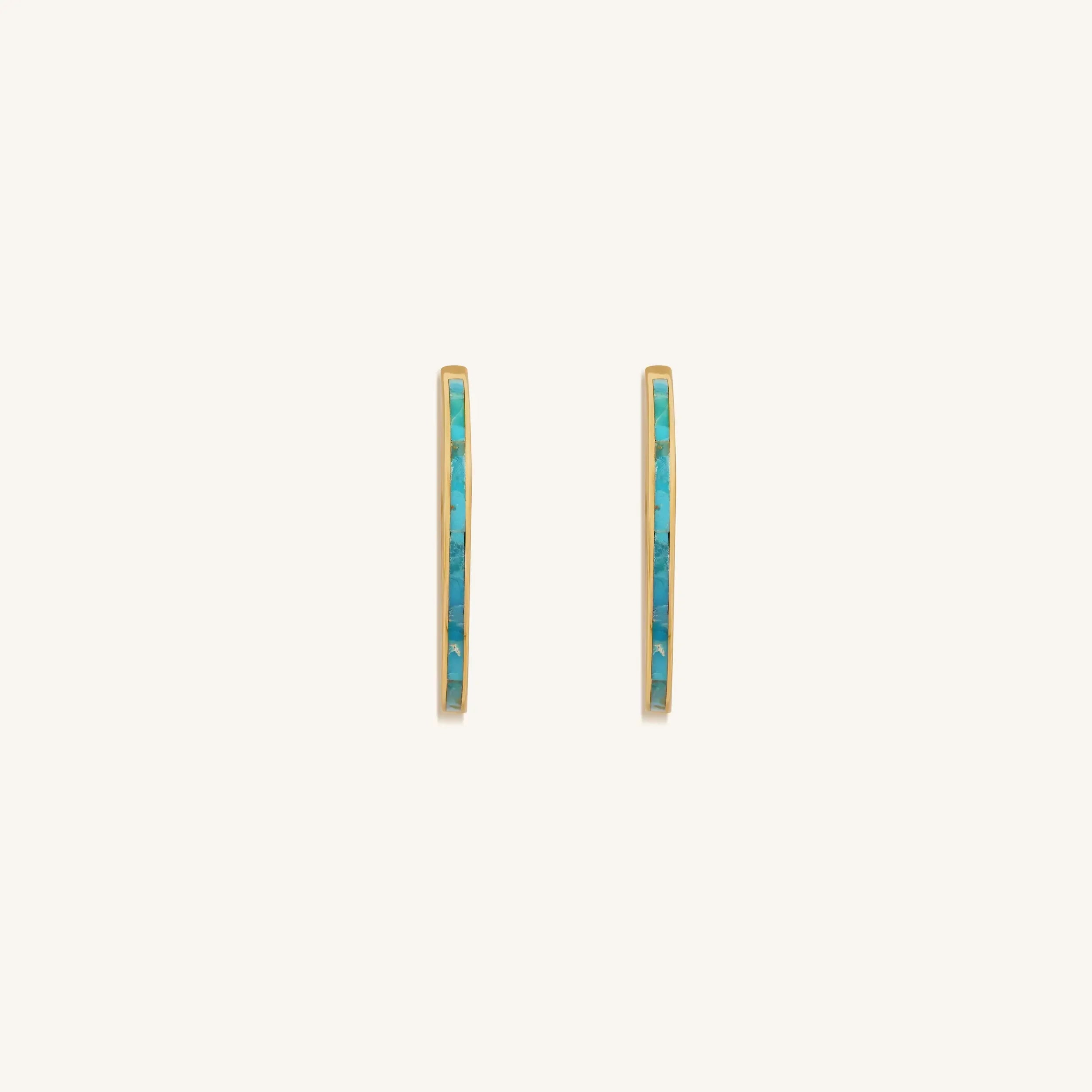 Graceful Strength Turquoise Gold Hoop Earrings