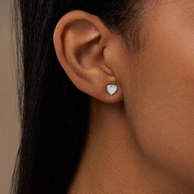 Spiritual Abundance Mother of Pearl Silver Heart Earrings