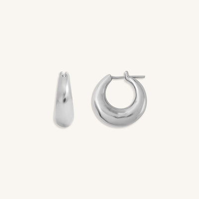 Lunar Arc Mini Silver Hoops