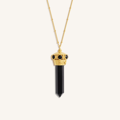 Eternal Harmony Multi-Charm Onyx Gold Necklace