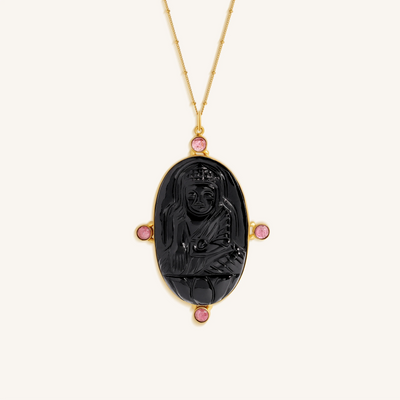 Peaceful Radiance Buddha Onyx & Tourmaline Necklace