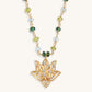 Genuine Enlightenment - Lotus Peridot Aquamarine Apatite Necklace