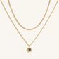 Reflected Bliss Gold Moon & Stars Double Chain Gold Necklace