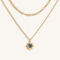 Reflected Bliss Gold Moon & Stars Double Chain Gold Necklace