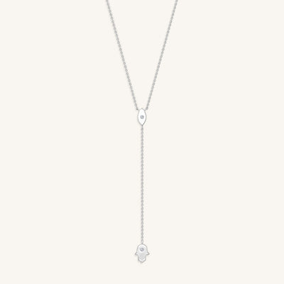 Forever Blessed Hamsa & Evil Eye Charm Silver Necklace