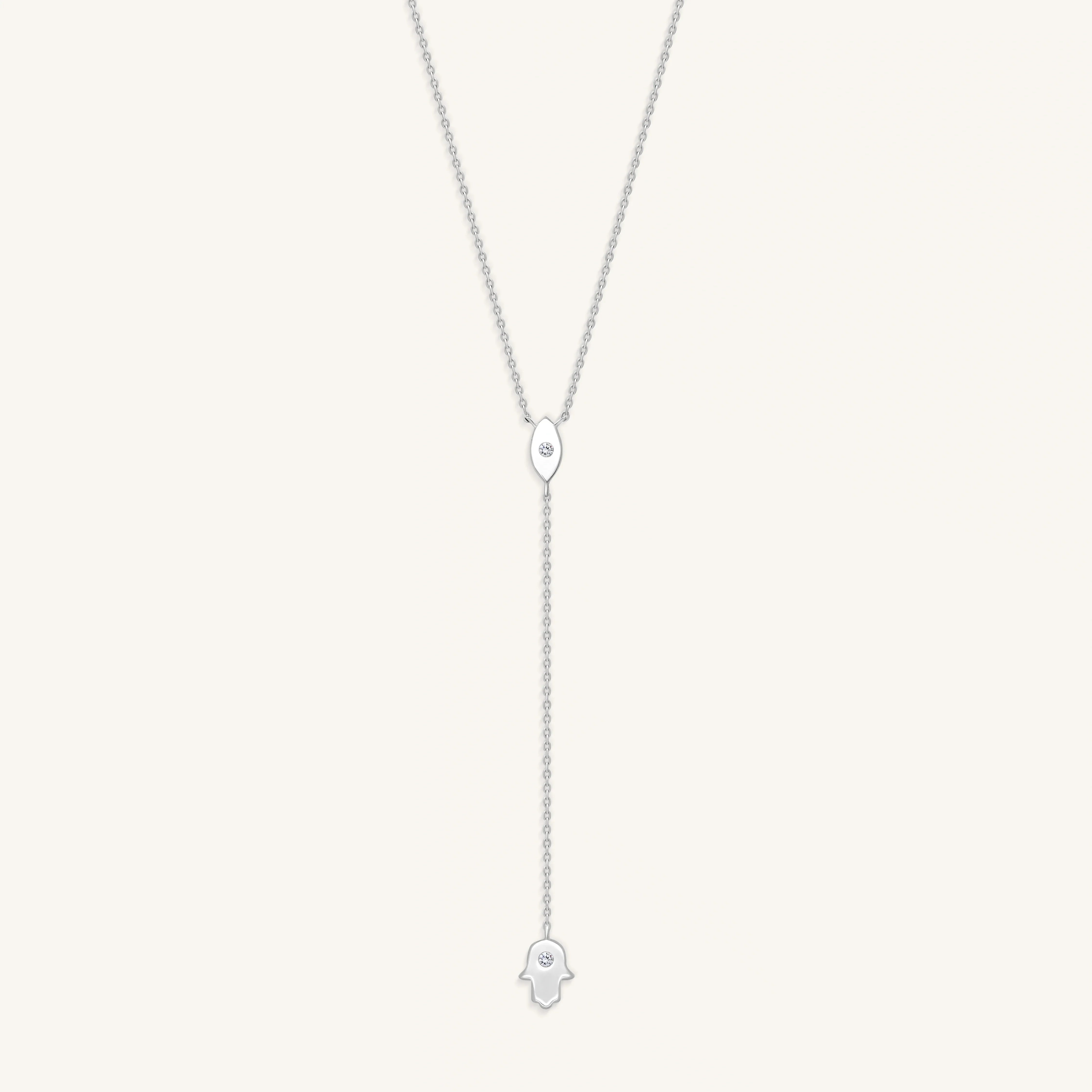 Forever Blessed Hamsa & Evil Eye Charm Silver Necklace