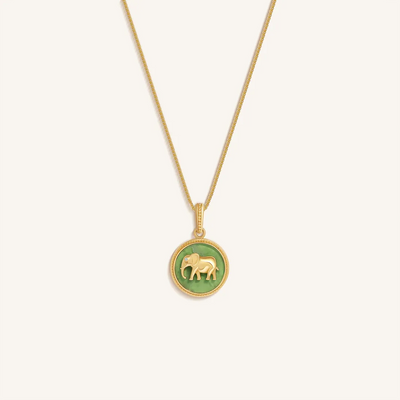 Tranquil Guardian Jade Elephant Necklace