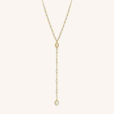 Fresh Ambition Moonstone Evil Eye & Hamsa Gold Necklace