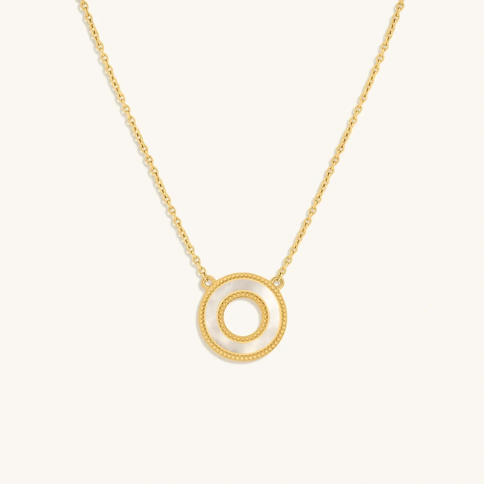 Cherished Flow White Mother of Pearl Karma Circle Gold Necklace