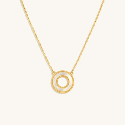 Cherished Flow White Mother of Pearl Karma Circle Gold Necklace