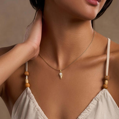 Lightness of Being Moonstone Angel Wing Gold Necklace