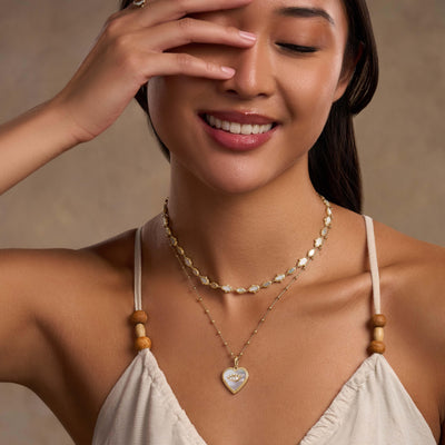 Lunar Alignment Rainbow Moonstone Hamsa & Evil Eye Gold Necklace