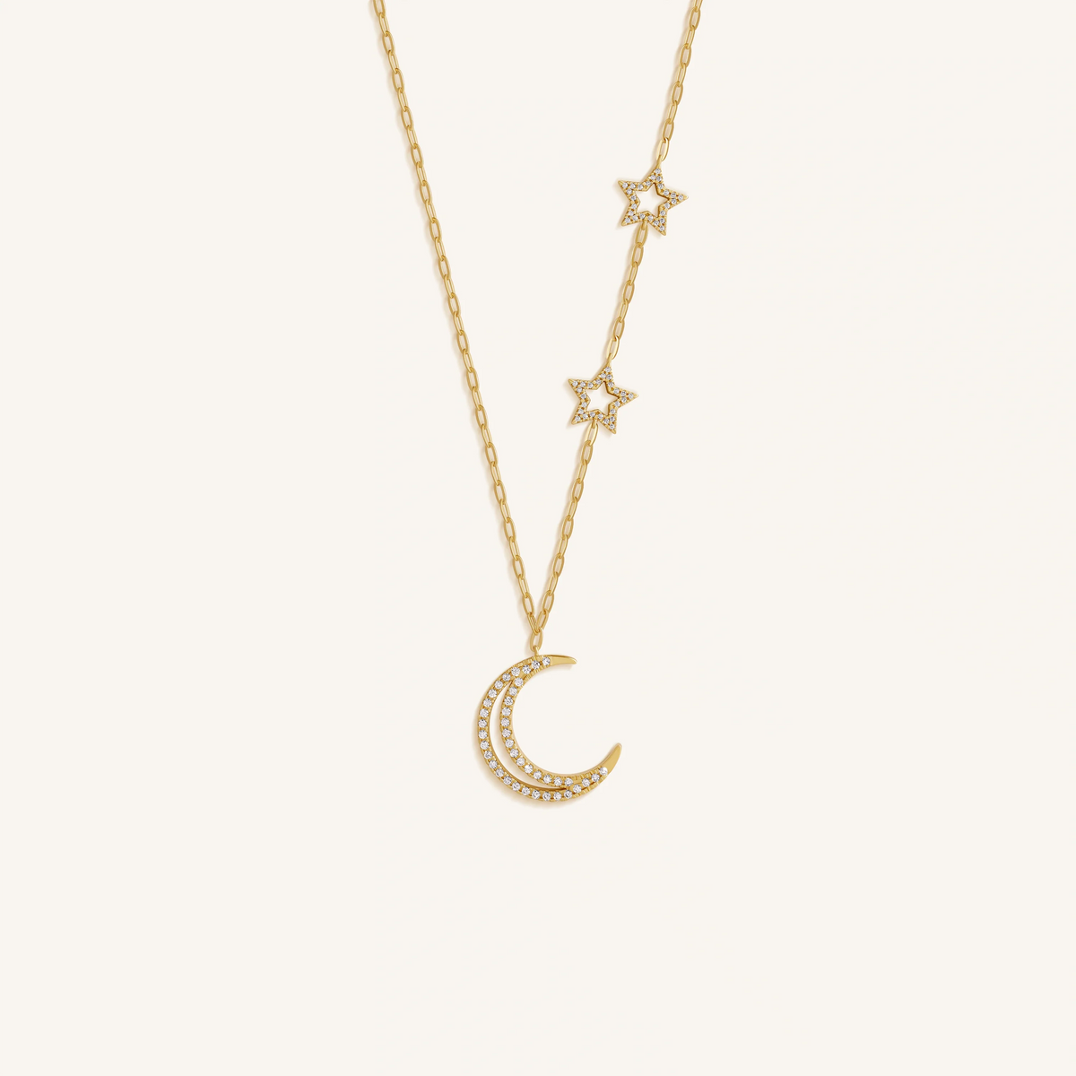 Lunar Grace Radiant Moon & Stars Necklace