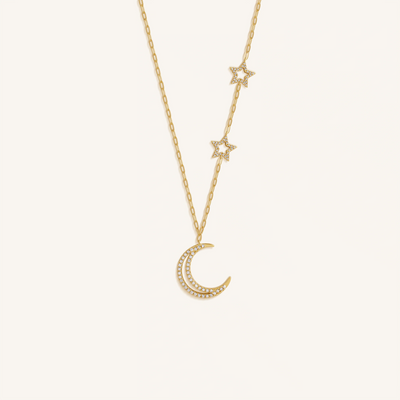 Lunar Grace Radiant Moon & Stars Necklace