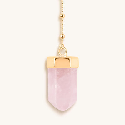 Open Hearted - Gold Rose Quartz Evil Eye Double Pointer Necklace