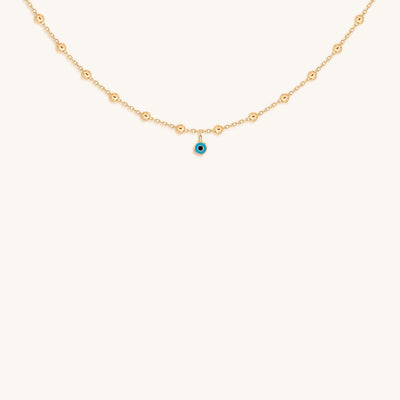 Glowing Perspective - Turquoise Enamel Evil Eye Necklace