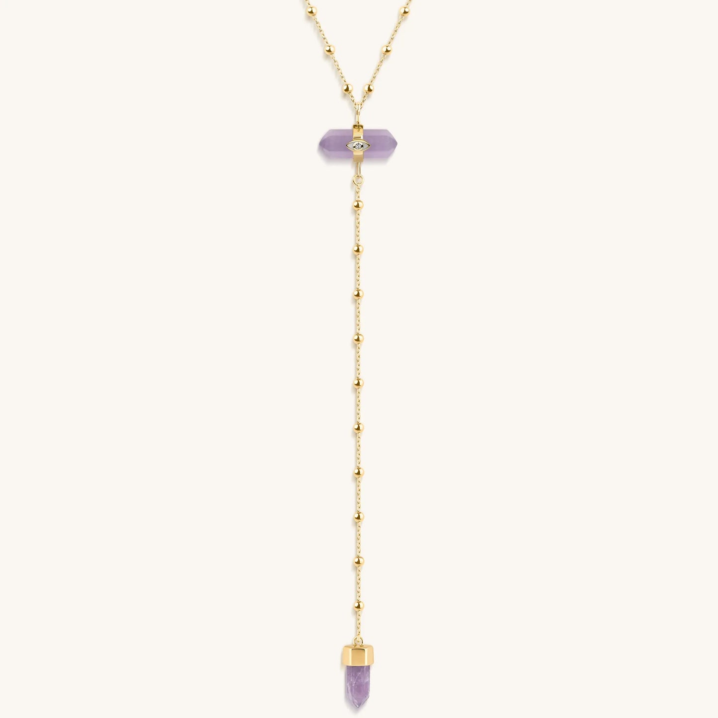 Divine Guidance - Amethyst Gold Evil Eye Necklace