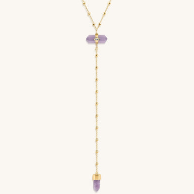 Divine Guidance - Amethyst Gold Evil Eye Necklace