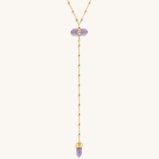 Divine Guidance - Amethyst Gold Evil Eye Necklace