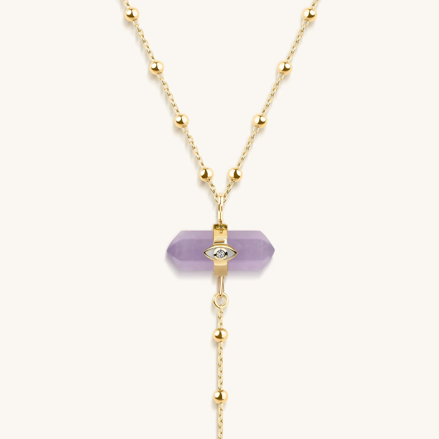 Divine Guidance - Amethyst Gold Evil Eye Necklace