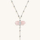 Guided by Love - Rose Quartz Silver Evil Eye Necklace
